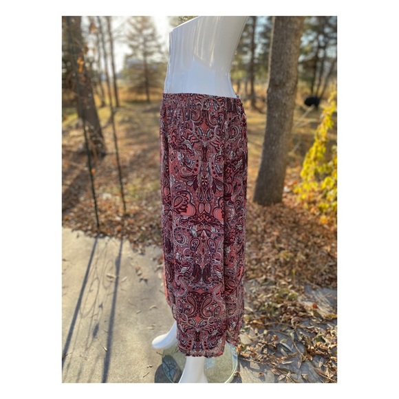 Vintage Boho Maxi Skirt Sheer Print Stretch Waist - Picture 2 of 6